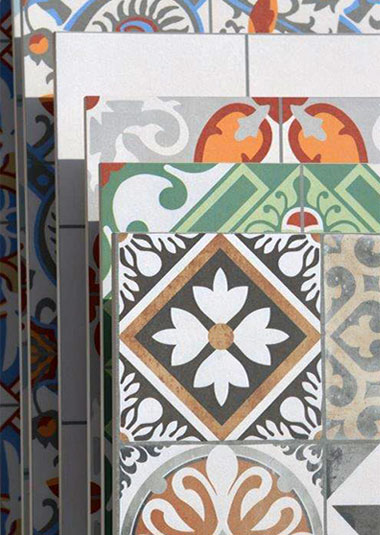 Dekorfliesen verschiedene Muster und Farben